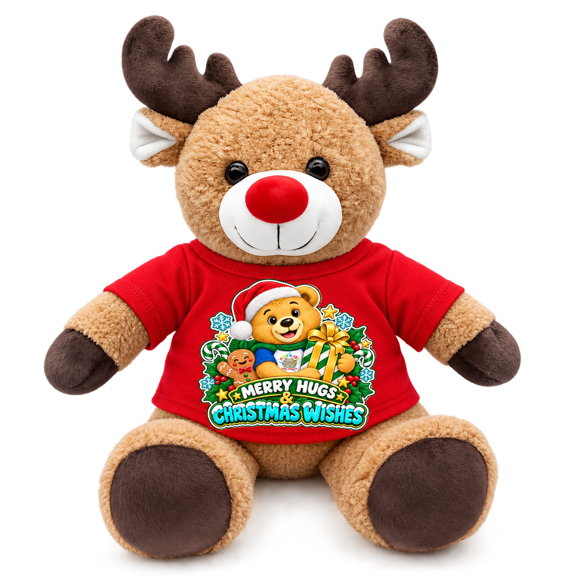 Merry Hugs & Christmas Wishes Teddy Tee