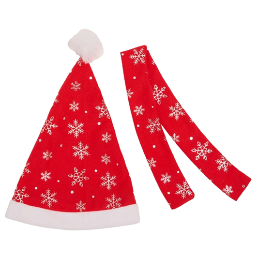 Red & Silver Snowflake Hat & Scarf Set