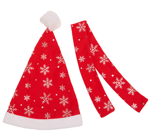 Red & Silver Snowflake Hat & Scarf Set