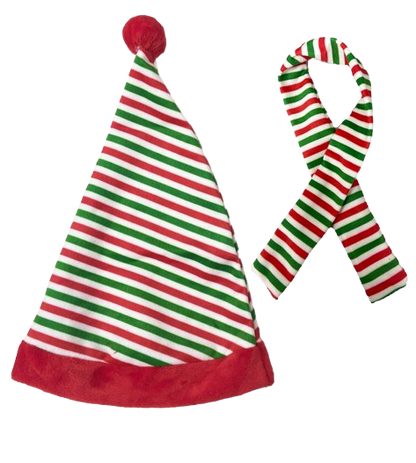 Red, White & Green Hat and Scarf Set