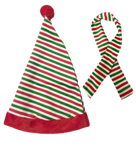 Red, White & Green Hat and Scarf Set